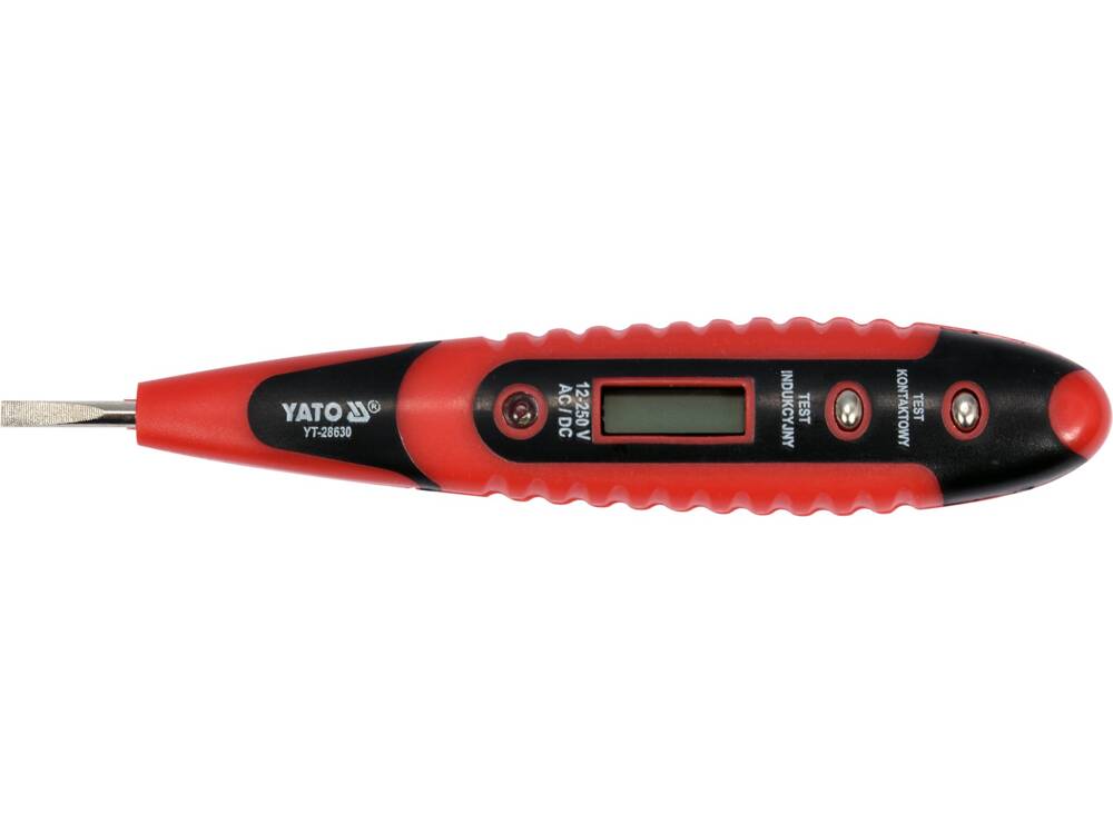 Викрутка-індикатор ТЕСТЕР НАПРЯЖЕННЯ ЦІФРОВИЙ 12-250 V, LCD. ЯТО (YT-28630) Yato фото 2