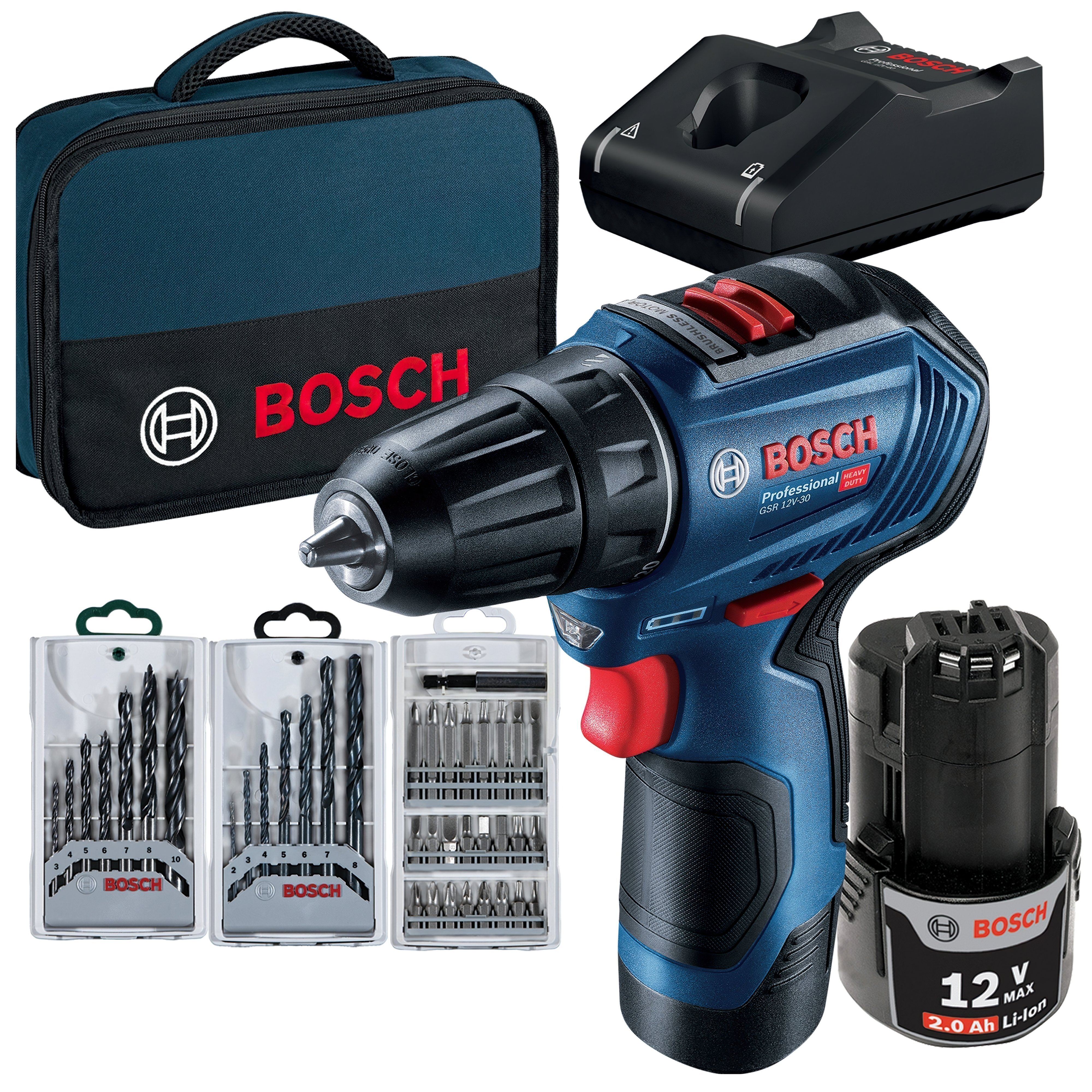 Акум. дриль-шуруповерт GSR 12V-30. БЕЗЩІТКОВИЙ.2 акум. GBA 12V 2. BOSCH (06019G9001) Bosch фото 2