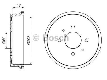 Барабан гальмівний MITSUBISHI COLT VI (Z3_A, Z2_A) 1.3 2002.10-2012.12 BOSCH (0 986 477 235) Bosch фото 2