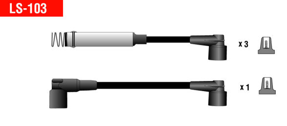 Комплект кабелів високовольтних LS103/190 - 4 ПРОВОДА - OPEL CORSA A, ASTRA F, 1.4 1.6 89-93 92-9 CHAMPION (LS-103/190) Champion фото 2