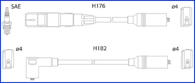 Комплект кабелів високовольтних SEAT TOLEDO I (1L2) 1.6 1991.01-1999.10 HUCO (134790) HUCO фото 2