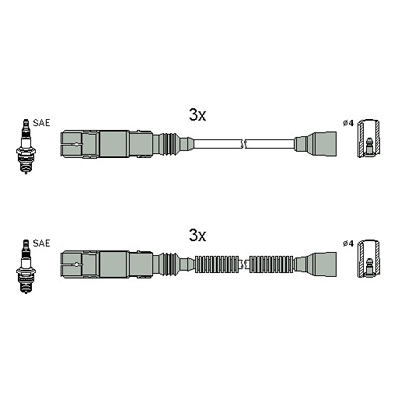 Комплект кабелів високовольтних SMART FORTWO КУПЕ (450) 0.7 2004.01-2007.02 HUCO (134952) HUCO фото 2