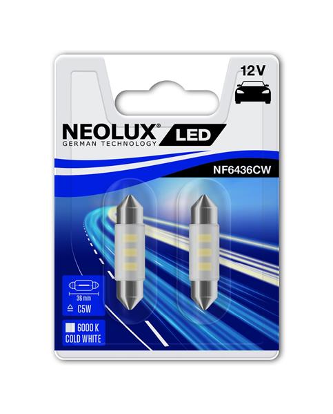 Автолампа світлодіодна C5W LED 12V 0.5W 6000K 36MM SV8,5-8 / ХОЛОДНЕ БІЛЕ СВІТЛО / 2ШТ. NEOLUX (NF6436CW-02B) Neolux фото 2