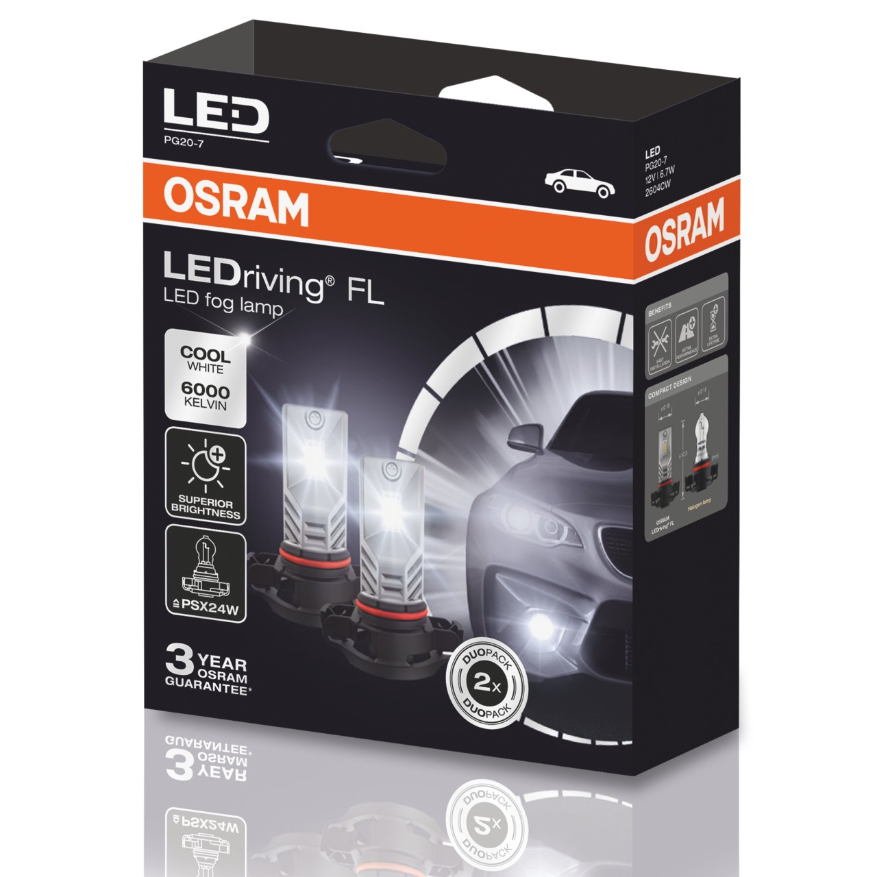 Автолампа світлодіодна PSX24W LED 12V 6.7W 6000K PG20/7 / LEDRIVING® FL / ХОЛОДНЕ БІЛЕ С OSRAM (2604CW) osram фото 2