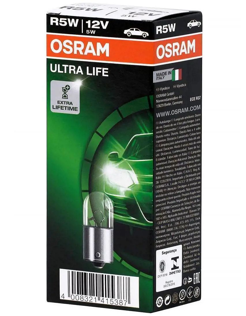 Автолампа 5W R5W 12V 5W BA15S / ULTRA LIFE - В 4 РАЗИ ЗБІЛЬШЕНО СТРОК СЛУЖБИ / OSRAM (5007ULT) osram фото 2