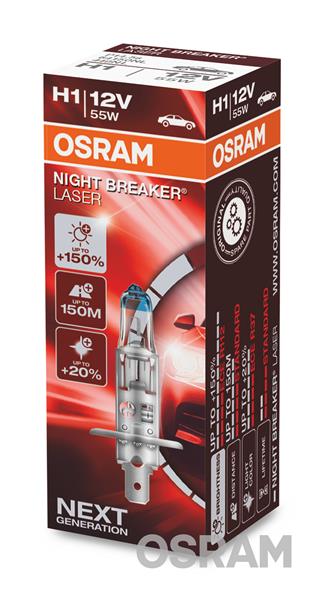 Автолампа галогенова 55W H1 12V 55W P14,5S / NIGHT BREAKER® LASER - НА 150% БІЛЬШЕ СВІТЛА OSRAM (64150NL) osram фото 2