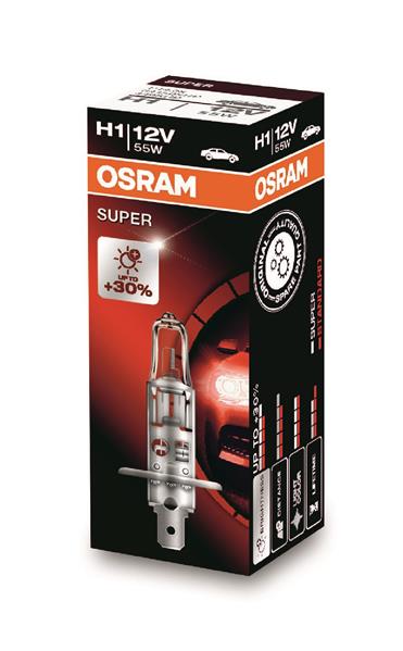 Автолампа галогенова 55W H1 12V 55W P14,5S / SUPER - НА 30% БІЛЬШЕ ОСВІТЛЕННЯ ДОРОЖНЬОГО П OSRAM (64150SUP) osram фото 2