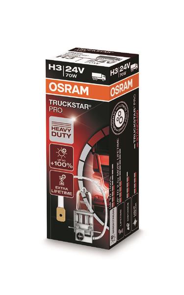 Автолампа галогенова 70W H3 24V 70W PK22S/TRUCKSTAR PRO - НА 100% БІЛЬШЕ СВІТЛА OSRAM (64156TSP) osram фото 2