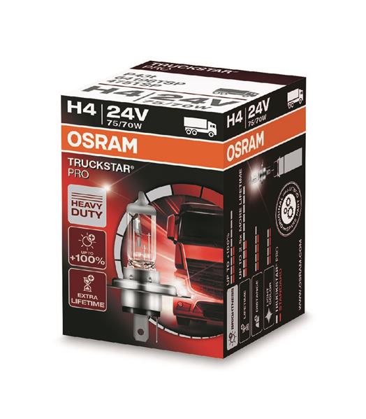 Автолампа галогенова 75/70W H4 24V 75/70W P43T/TRUCKSTAR PRO + 100% БІЛЬШЕ СВІТЛА OSRAM (64196TSP) osram фото 2