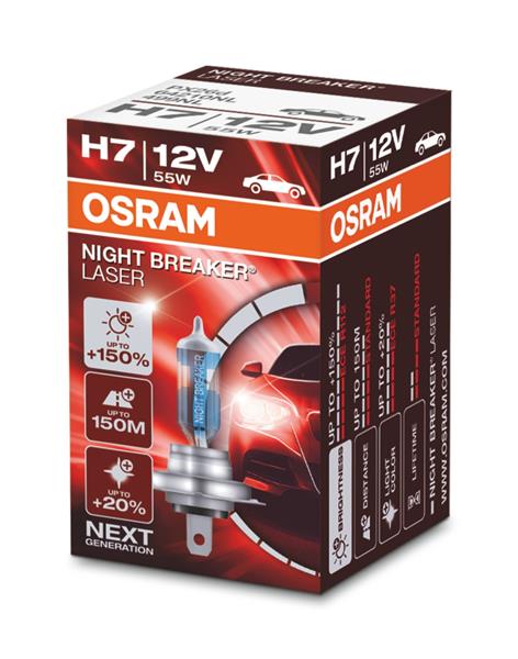 Автолампа галогенова 55W H7 12V 55W PX26D / NIGHT BREAKER® LASER - НА 150% БІЛЬШЕ СВІТЛА Н OSRAM (64210NL) osram фото 2