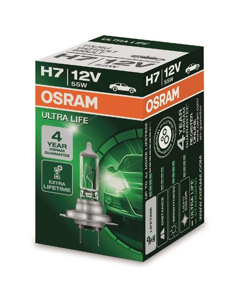 Автолампа галогенова 55W H7 12V 55W PX26D / ULTRA LIFE - В 4 РАЗИ ЗБІЛЬШЕНО СТРОК СЛУЖБИ / OSRAM (64210ULT) osram фото 2