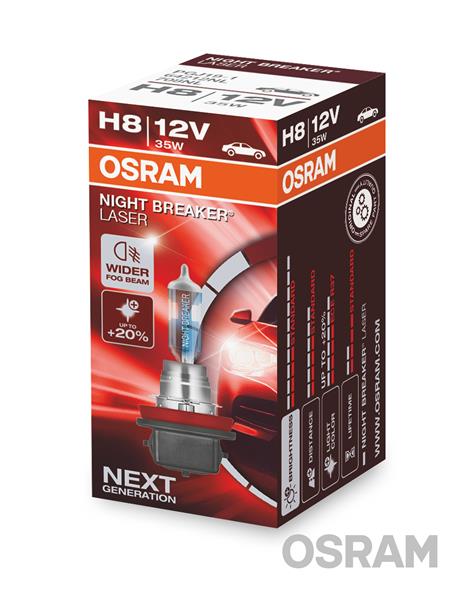 Автолампа галогенова 35W H8 12V 35W PGJ19-1 / NIGHT BREAKER® LASER - НА 150% БІЛЬШЕ СВІТЛА OSRAM (64212NL) osram фото 2