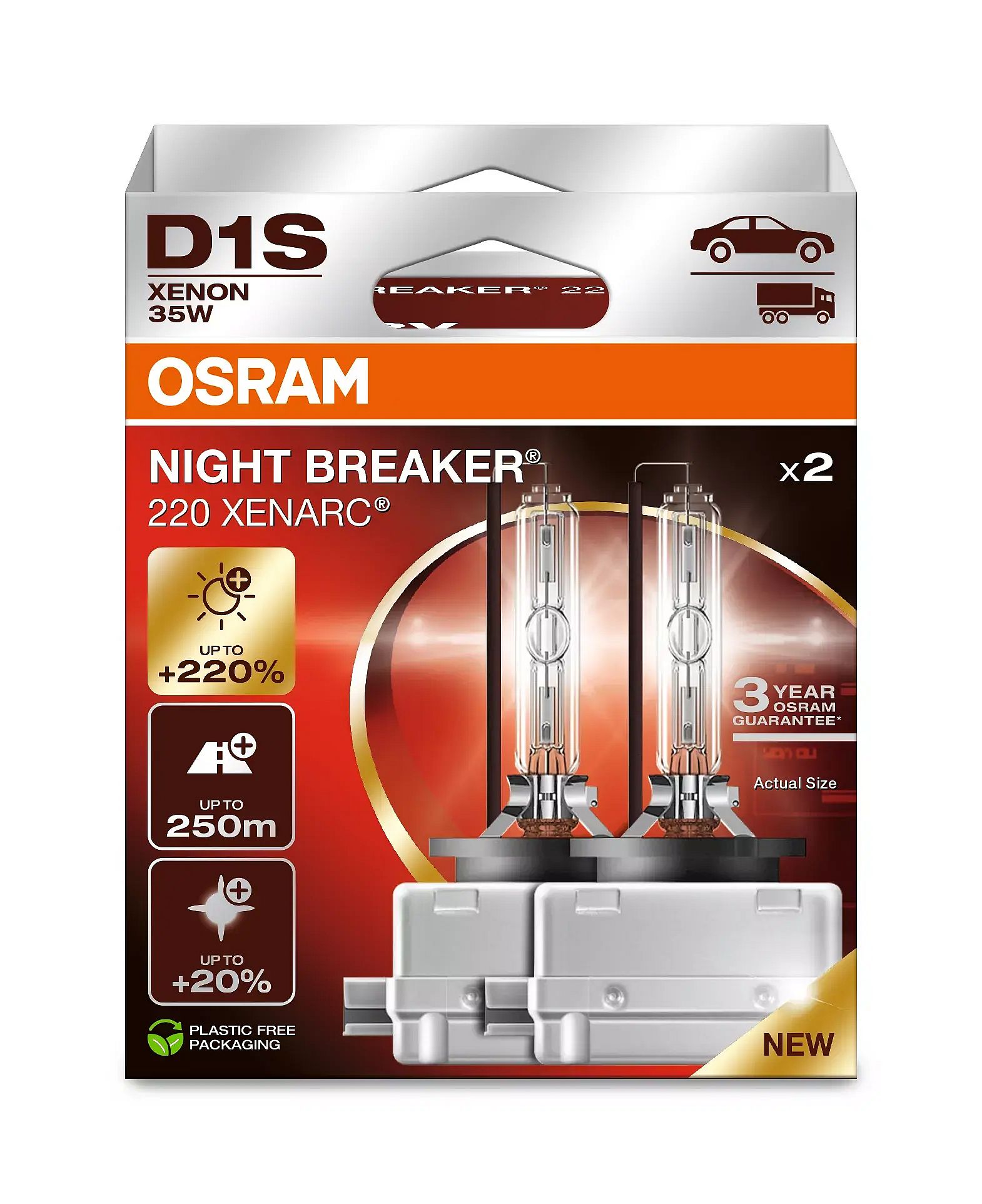 Автолампа ксенонова D1S 85V 35W 4500K PK32D-2 / XENARC® NIGHT BREAKER® 220 - НА 220% OSRAM (66140XN2-2HB) osram фото 2