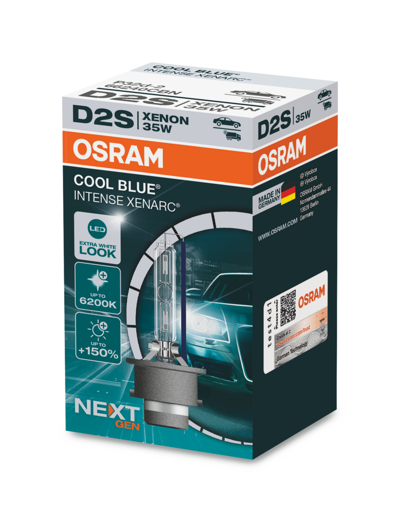 Автолампа ксенонова D2S 85V 35W 6200K P32D-2 / COOL BLUE INTENSE NEXT GEN - НА 150% Б OSRAM (66240CBN) osram фото 2
