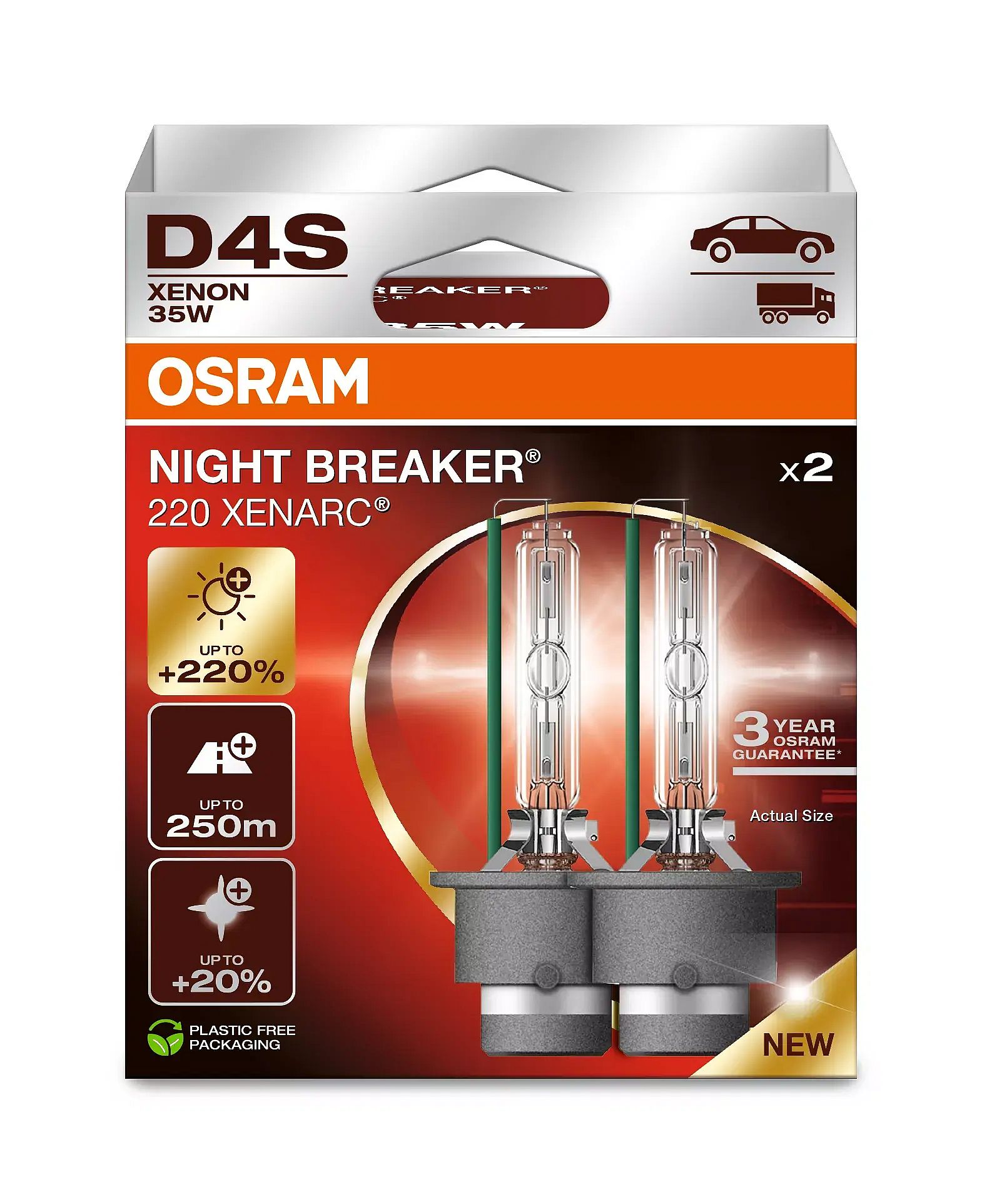Автолампа ксенонова D4S 42V 35W 4400K P32D-5 / XENARC® NIGHT BREAKER® 220 - НА 220% З OSRAM (66440XN2-2HB) osram фото 2