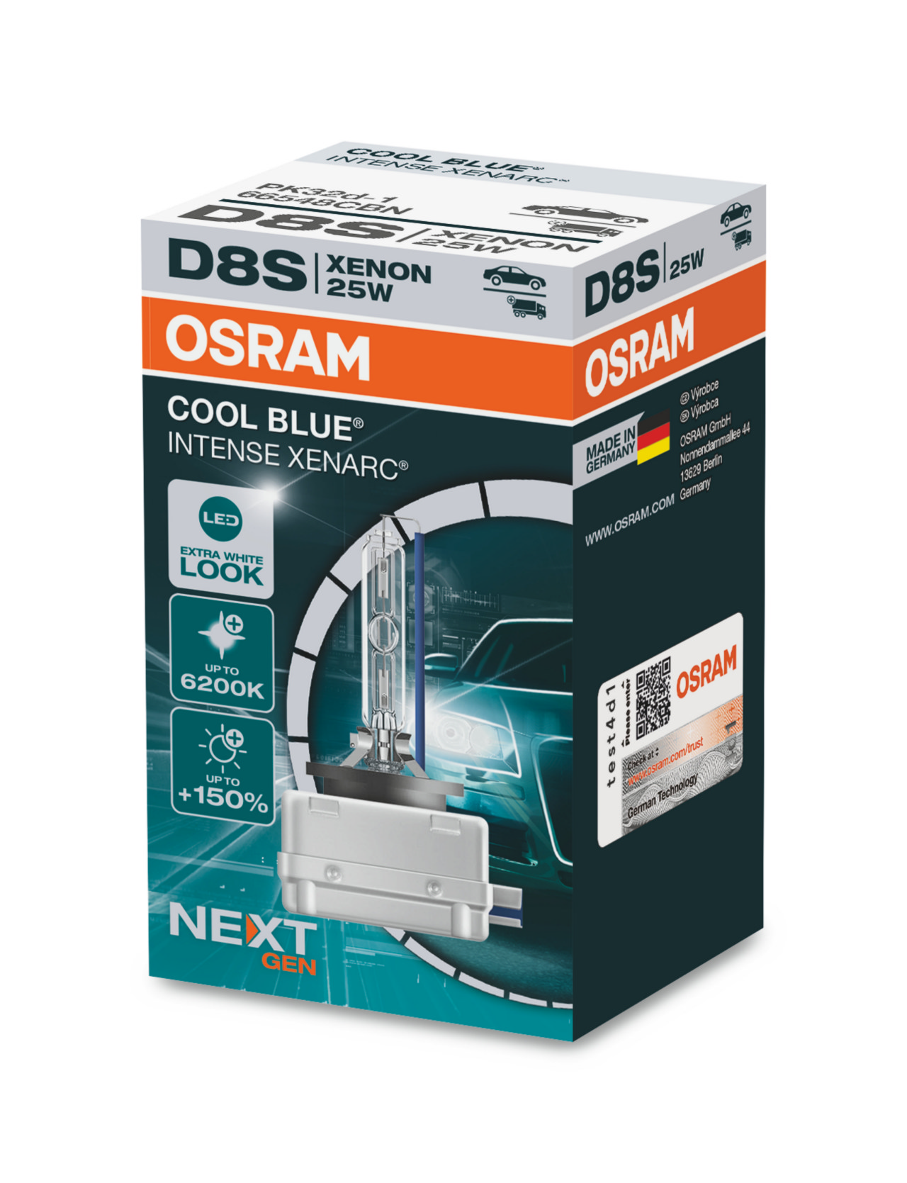 Автолампа ксенонова D8S 42V 25W 6200K PK32D-1 / COOL BLUE INTENSE NEXT GEN - НА 150% OSRAM (66548CBN) osram фото 2