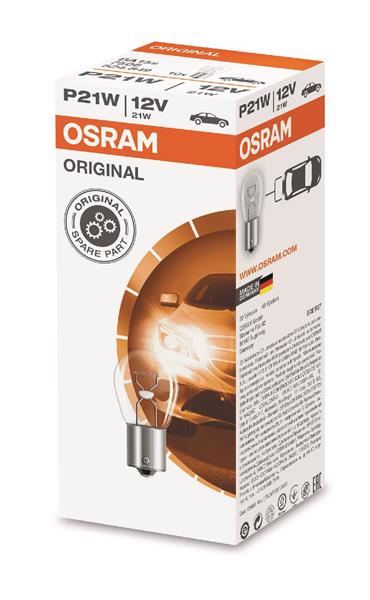 Автолампа 21W P21W 12V 21W BA15S/КРАТН. X10 OSRAM (7506) osram фото 2