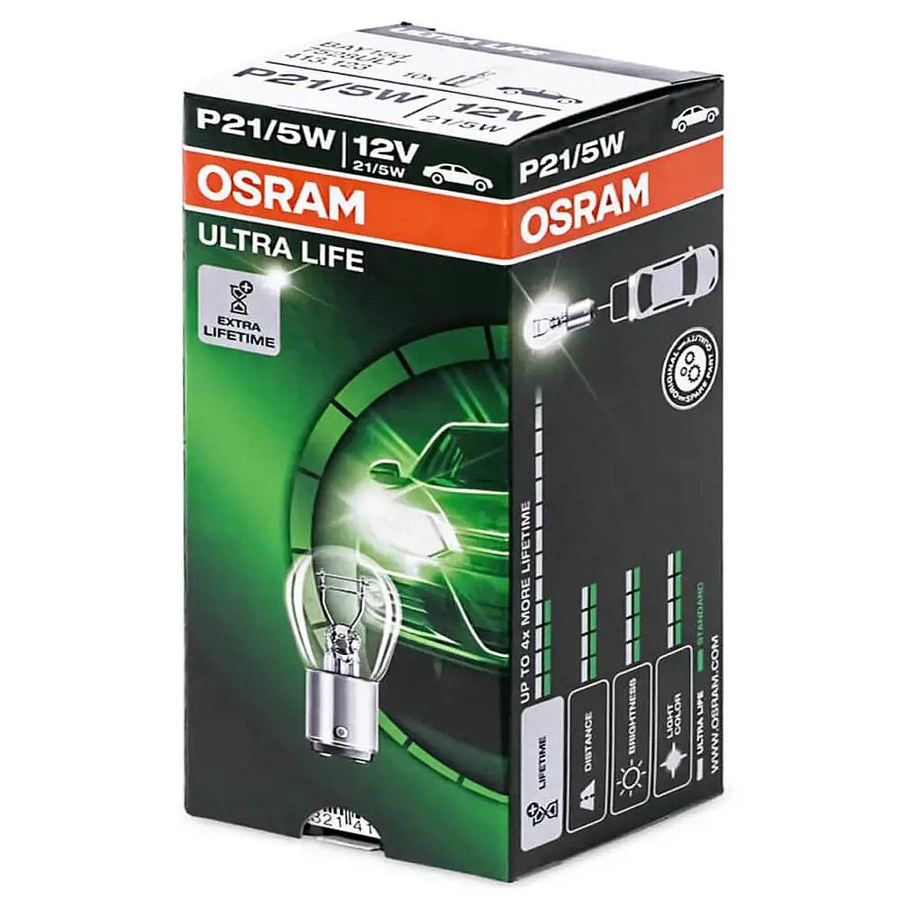 Автолампа 21/5W P21/5W 12V 21/5W BAY15D / ULTRA LIFE - В 4 РАЗИ ЗБІЛЬШЕНО СТРОК С OSRAM (7528ULT) osram фото 2