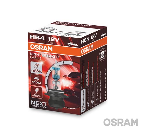 Автолампа галогенова 51W HB4 12V 51W P22D / NIGHT BREAKER® LASER - НА 150% БІЛЬШЕ СВІТЛА Н OSRAM (9006NL) osram фото 2