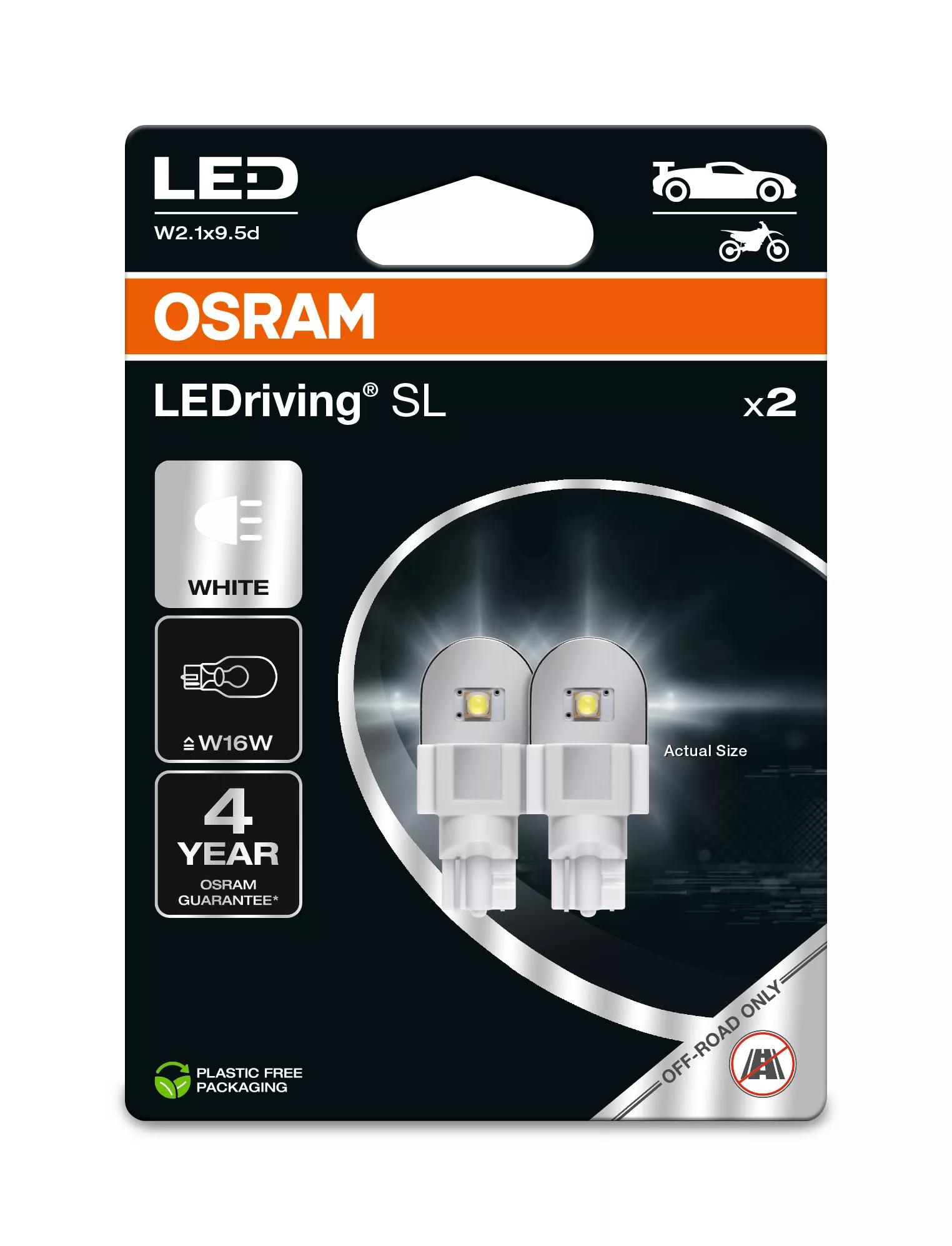 Автолампа світлодіодна W16W LED 12V 2W 6000K W2.1X9.5D / LEDRIVING® SL / COOL WHITE - ХО OSRAM (921DWP-2BL) osram фото 2