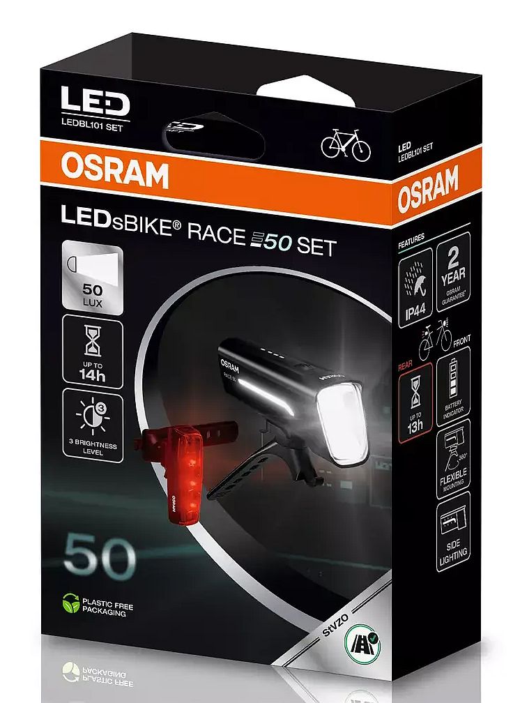 Ліхтар акумуляторний LEDSBIKE® RACE 50 SET / 3.7V 6300K 100LM / COOL WHITE / IP44 / ОС OSRAM (LEDBL101 SET) osram фото 2