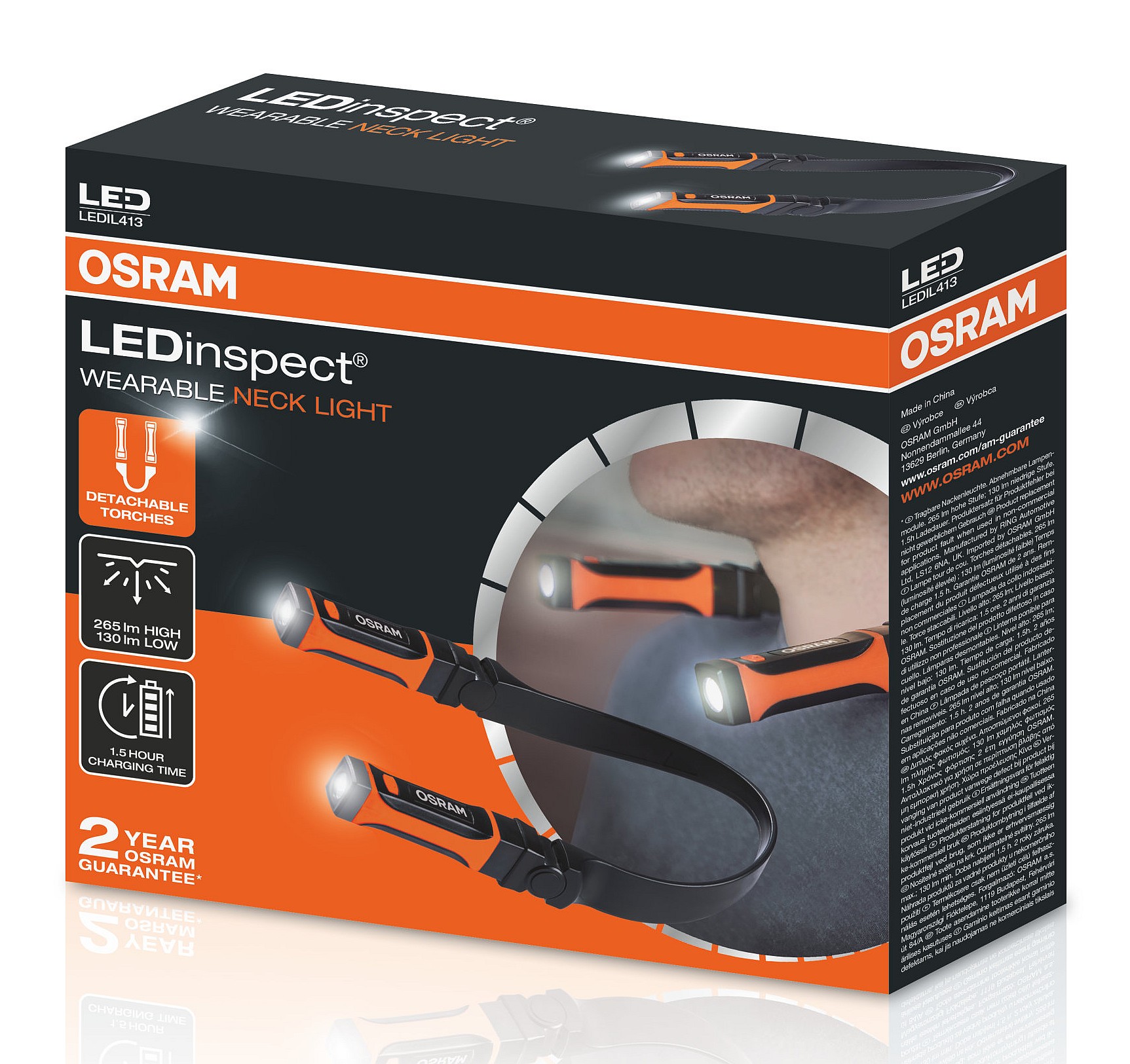 Ліхтар акумуляторний LEDINSPECT® WEARABLE NECKLIGHT / 3.7V / 6500K / 265/130 LM / ДО 4 OSRAM (LEDIL413) osram фото 2