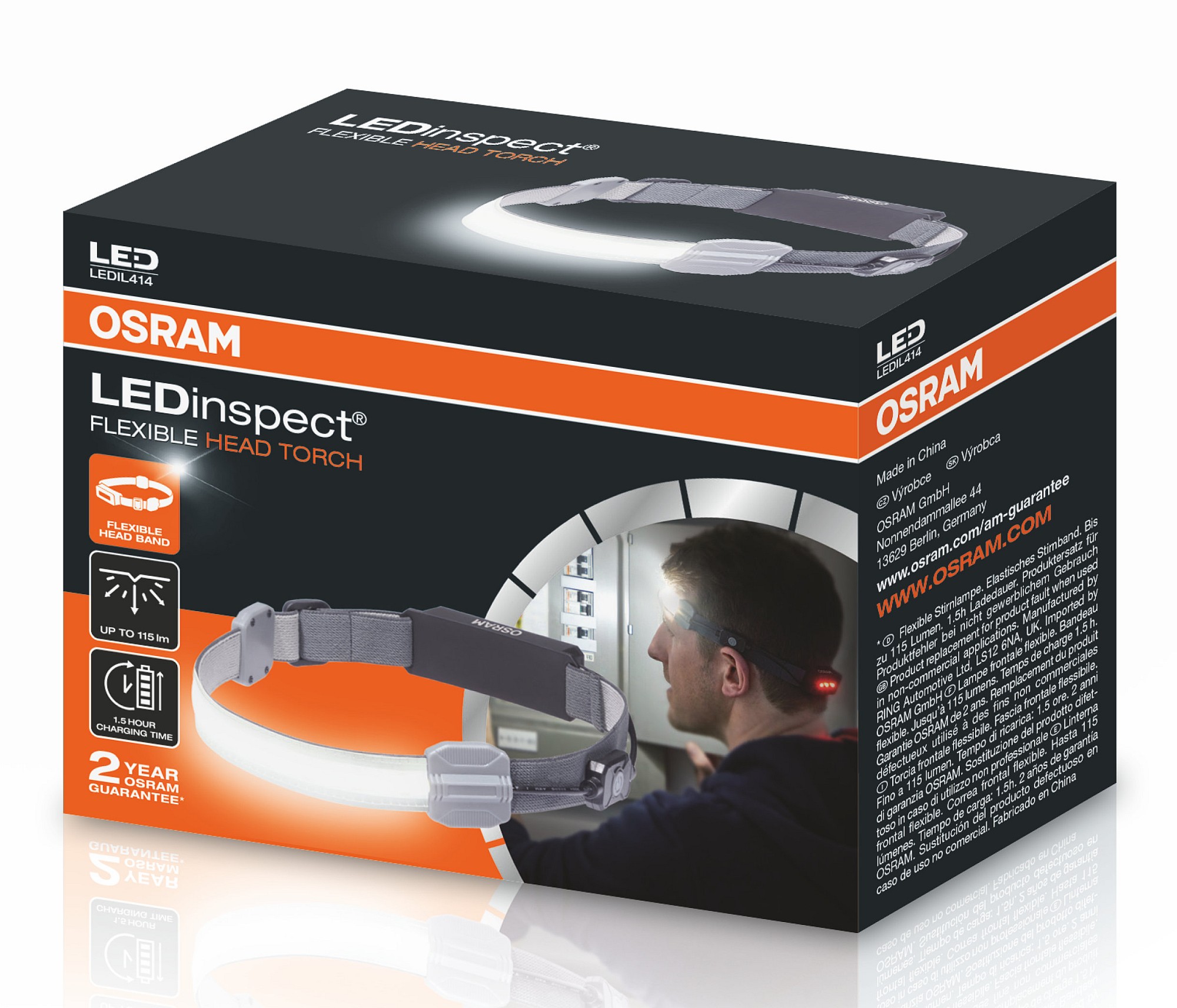 Ліхтар акумуляторний LEDINSPECT® FLEXIBLE HEAD TORCH / 3.7V / 6000K / 115 LM / ЧЕРВОНИ OSRAM (LEDIL414) osram фото 2