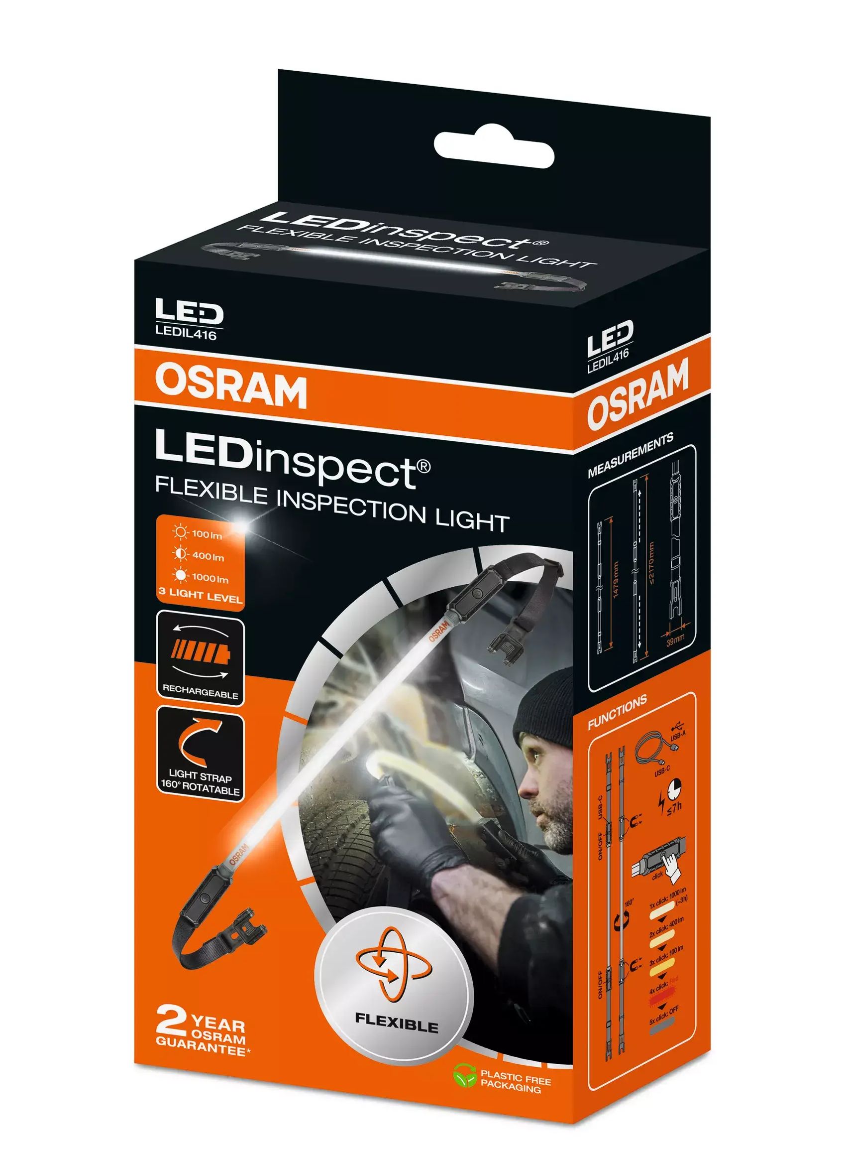 Ліхтар акумуляторний LEDINSPECT® FLEXIBLE INSPECTION LIGHT 10W / 6200-6500K 1000LM MAX OSRAM (LEDIL416) osram фото 2