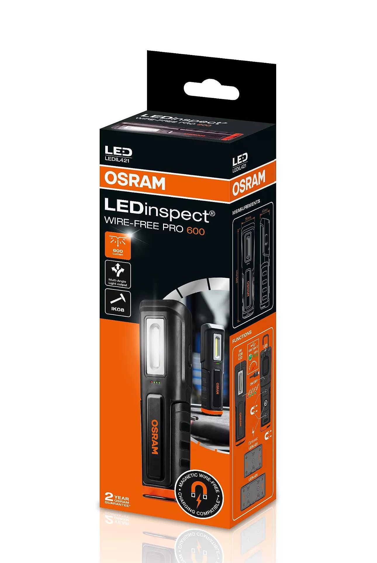 Ліхтар акумуляторний LEDINSPECT® WIRE-FREE PRO 600 5W / 5700K 600LM / ЗАХИСТ: IK08 + I OSRAM (LEDIL421) osram фото 2