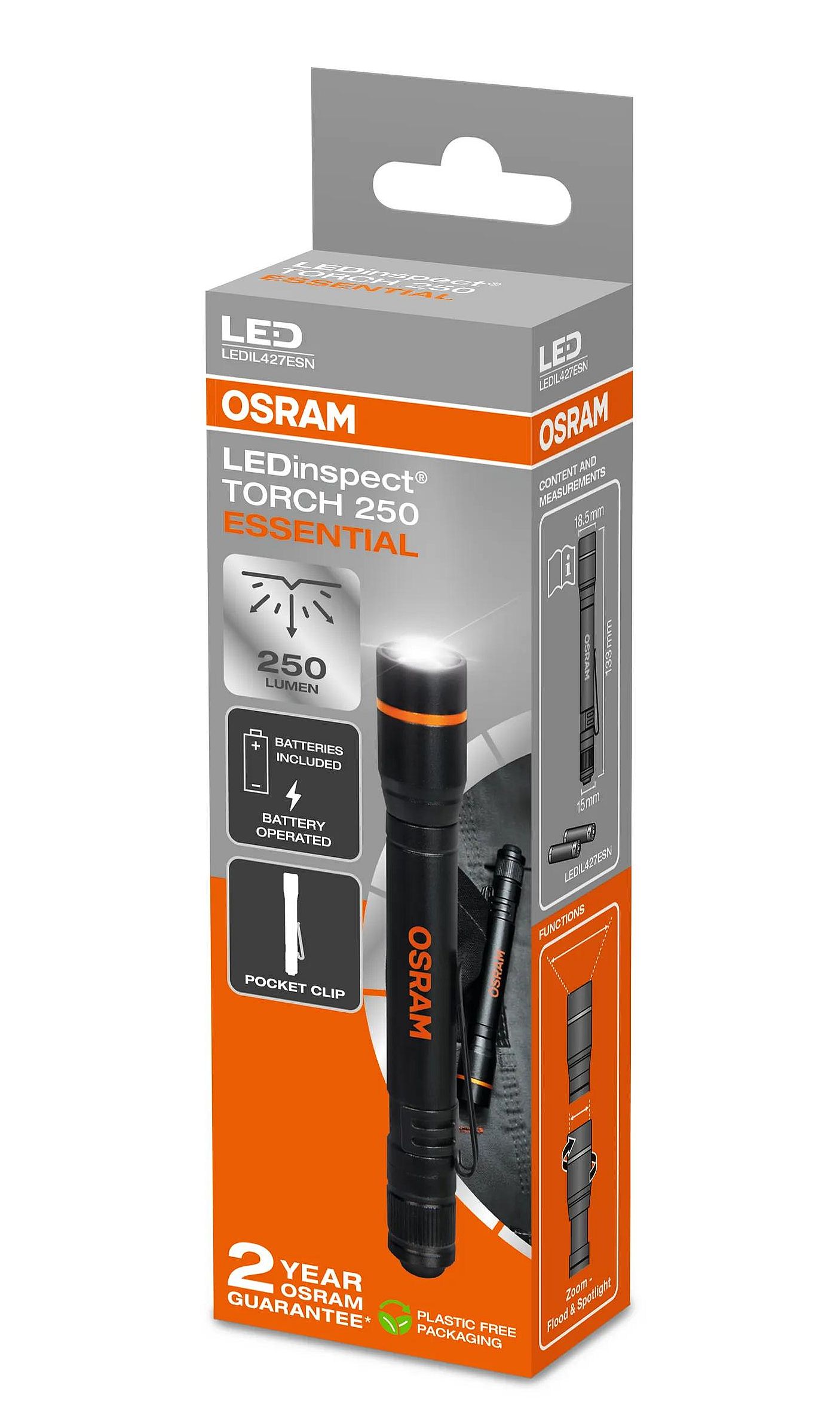 Ліхтар акумуляторний LEDINSPECT® TORCH 250 ESSENTIAL / LED 3V 2W 6500К 250 LM / МАШТАБ OSRAM (LEDIL427ESN) osram фото 2
