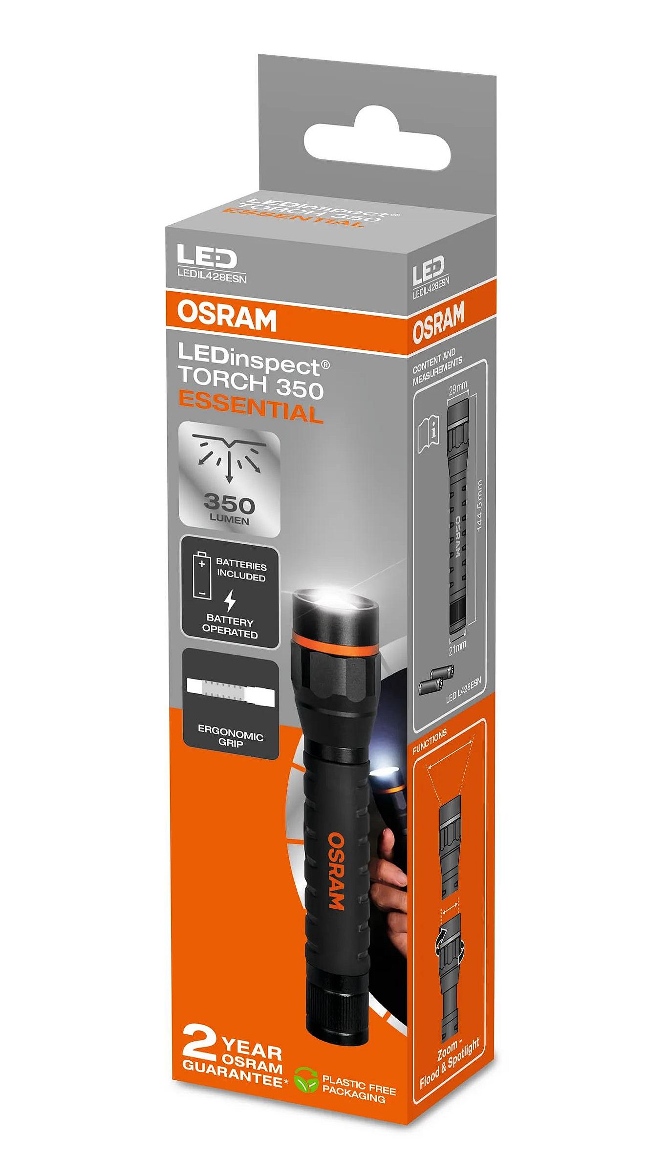 Ліхтар акумуляторний LEDINSPECT® TORCH 350 ESSENTIAL / LED 3V 4W 6500К 350 LM / МАШТАБ OSRAM (LEDIL428ESN) osram фото 2