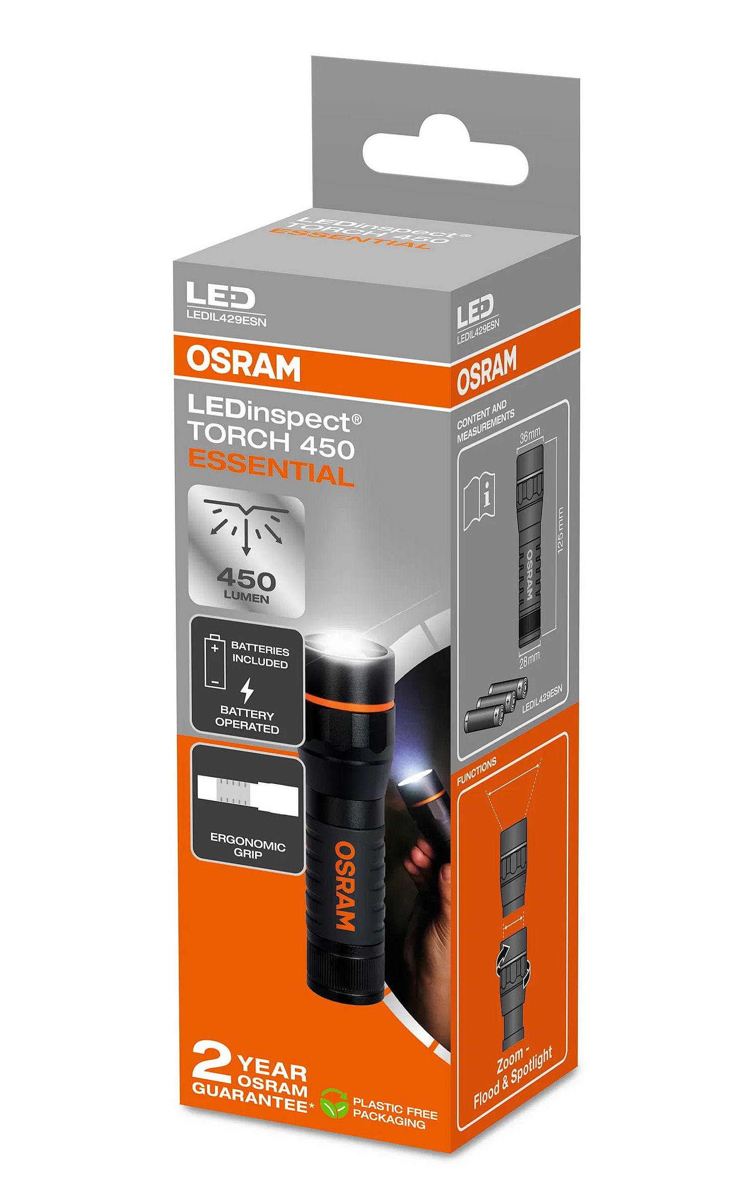Ліхтар акумуляторний LEDINSPECT® TORCH 450 ESSENTIAL / LED 4.5V 6W 6500К 450 LM / МАШТ OSRAM (LEDIL429ESN) osram фото 2