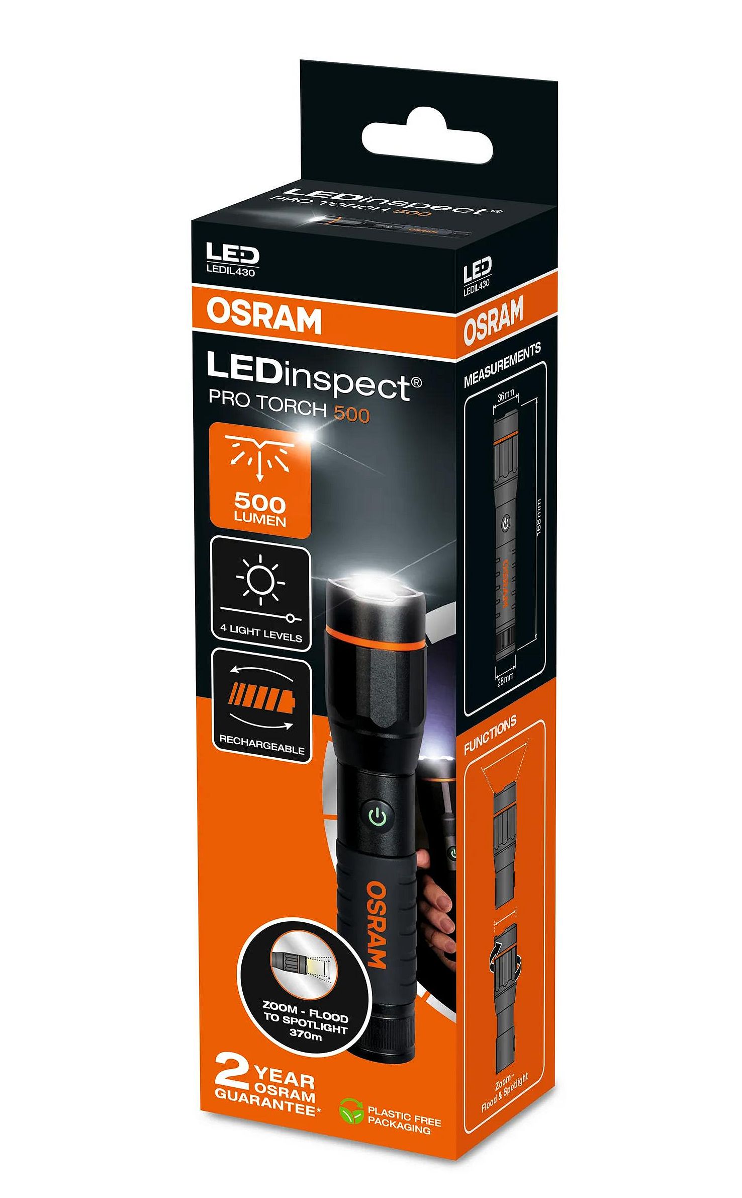 Ліхтар акумуляторний LEDINSPECT® PRO TORCH 500 / LED 3.7V 6W 6000К 500 LM / МАШТАБУВАН OSRAM (LEDIL430) osram фото 2