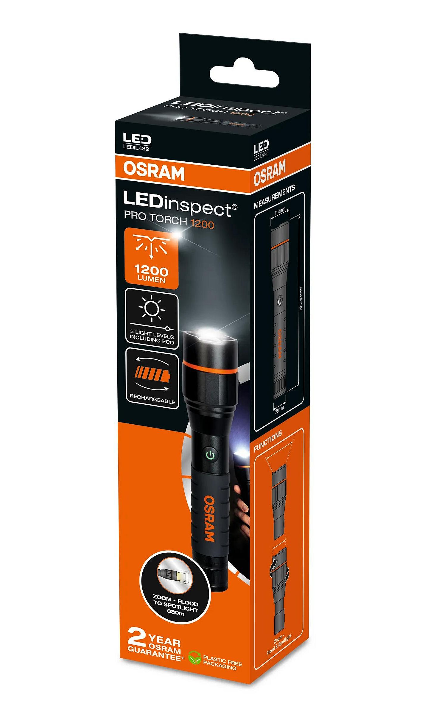 Ліхтар акумуляторний LEDINSPECT® PRO TORCH 1200 / LED 3.6V 13W 6000К 1200 LM / МАШТАБУ OSRAM (LEDIL432) osram фото 2
