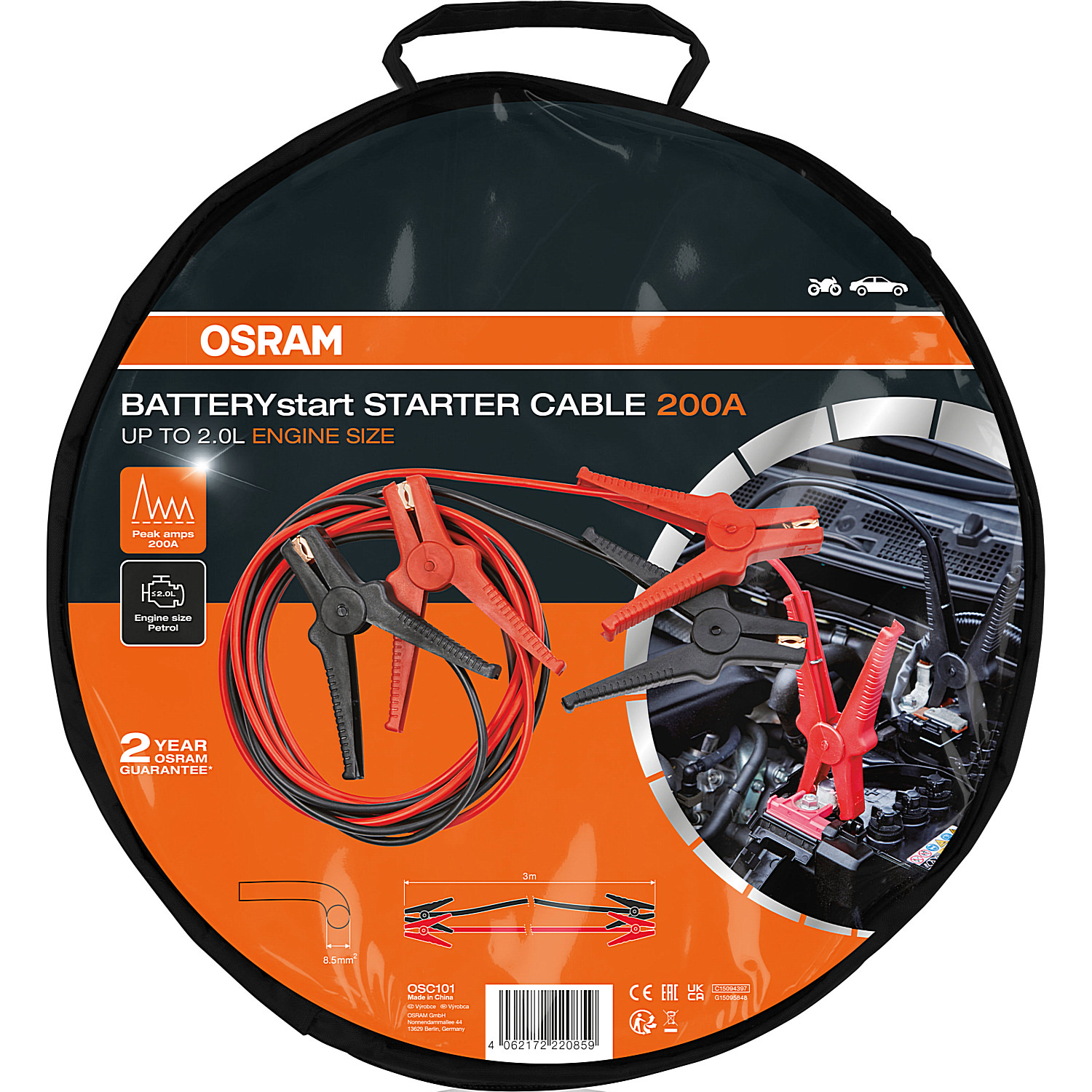 Кабель 6/12V 200A 3М / алюміній з мідним покриттям / для OSRAM (OSC101) osram фото 2
