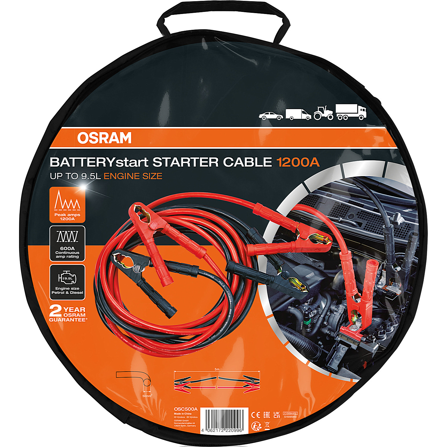 Кабель 12/24V 1200A 5М / алюміній з мідним покриттям / д OSRAM (OSC500) osram фото 2