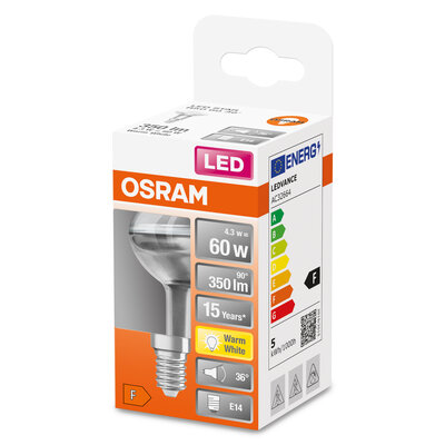 LED лампа побутова (8543709000) E14 LED STAR R50 60 4.3W 2700K 220-240V 350 LM A+ D50*85 / WARM W OSRAM (4058075126022) osram фото 2