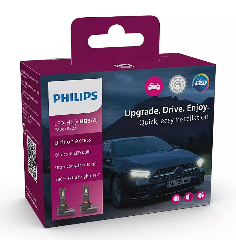 Комплект світлодіодних автоламп HB3/HB4 LED 12V 20W 6000K P20D/P22D / ULTINON ACCESS 2500 / ХОЛОД PHILIPS (11005U2500CX) Philips фото 2