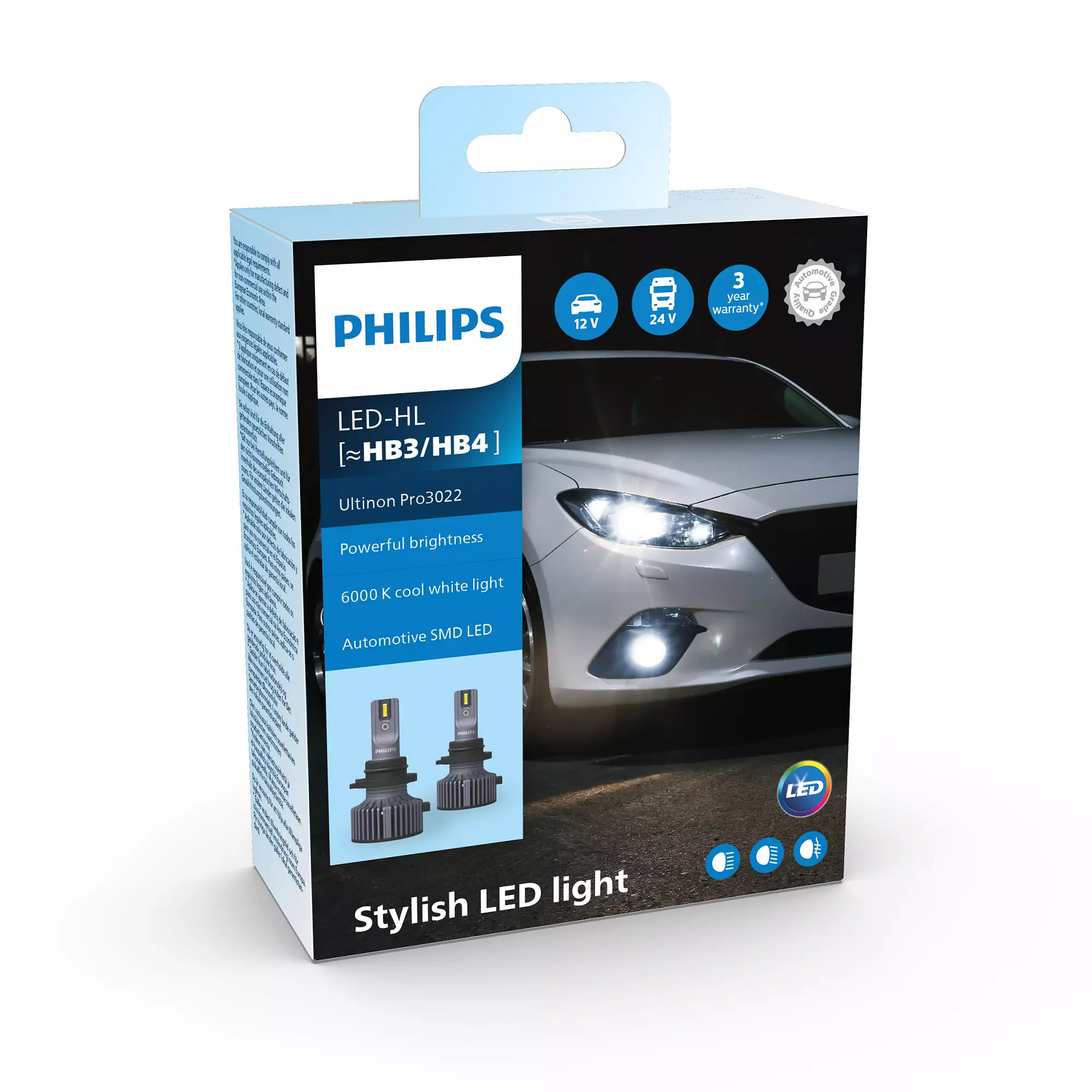 Комплект світлодіодних автоламп HB3/HB4 LED 12/24V 20W 6000K P20D/P22D / ULTINON PRO3022 / ХОЛОДН PHILIPS (11005U3022X2) Philips фото 2