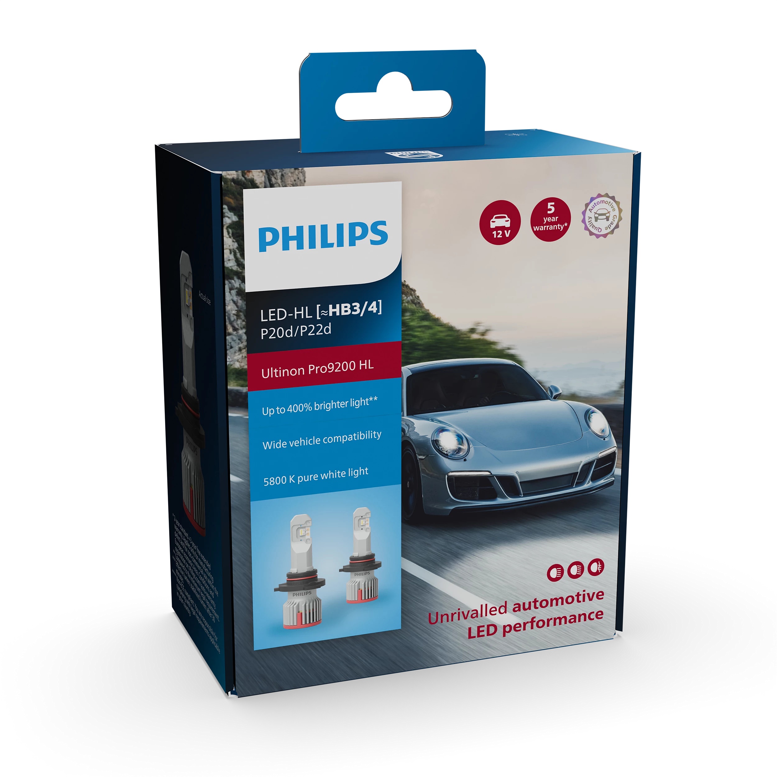 Комплект світлодіодних автоламп HB3/HB4 LED 12V 21W 5800K P20D/P22D / LED ULTINON PRO9200 HL - НА PHILIPS (11005U92X2) Philips фото 2