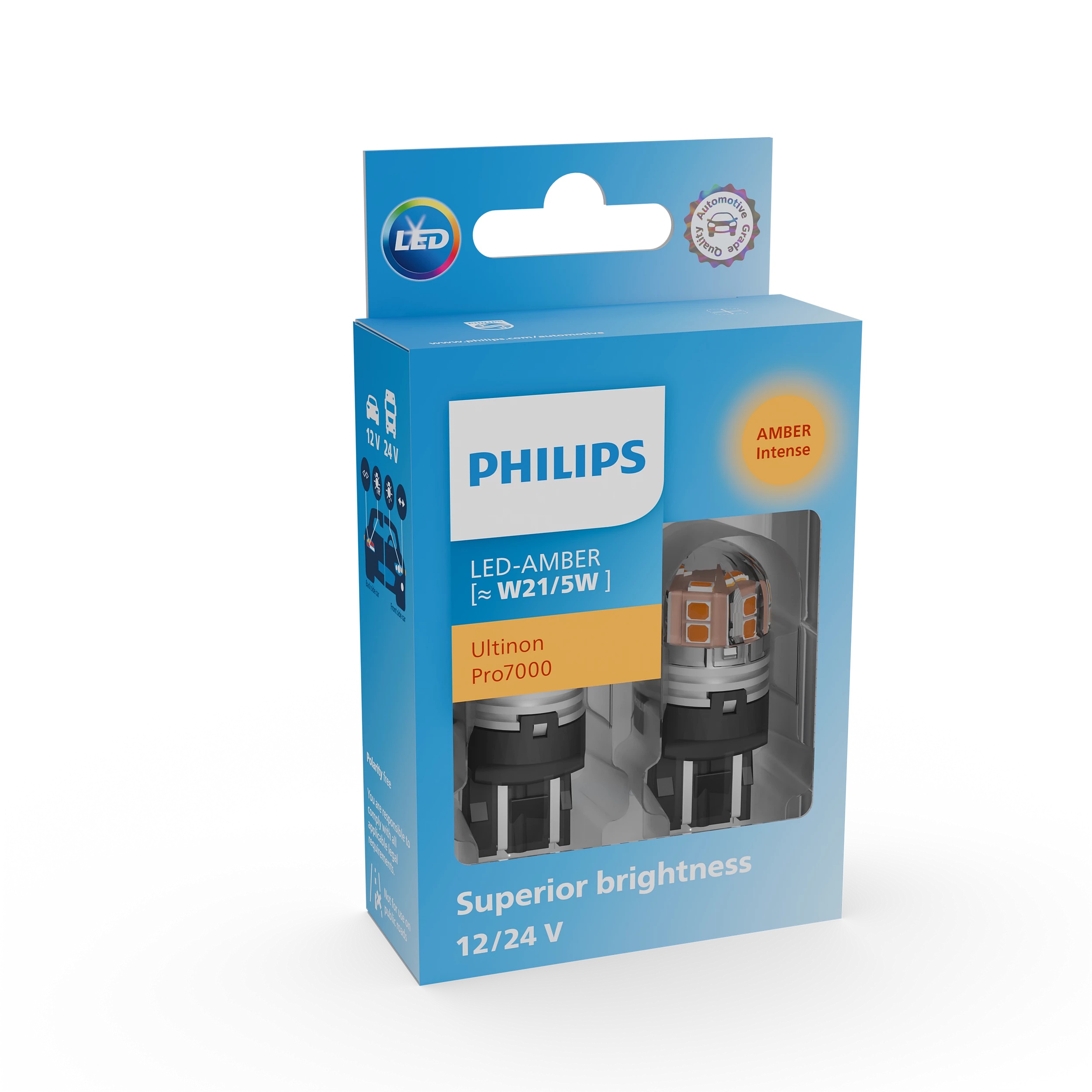 Комплект світлодіодних автоламп W21/5W LED 12/24V 2.7-0.9/3.3-1.5W W3X16D / LED-AMBER ULTINON PRO PHILIPS (11066AU70X2) Philips фото 2