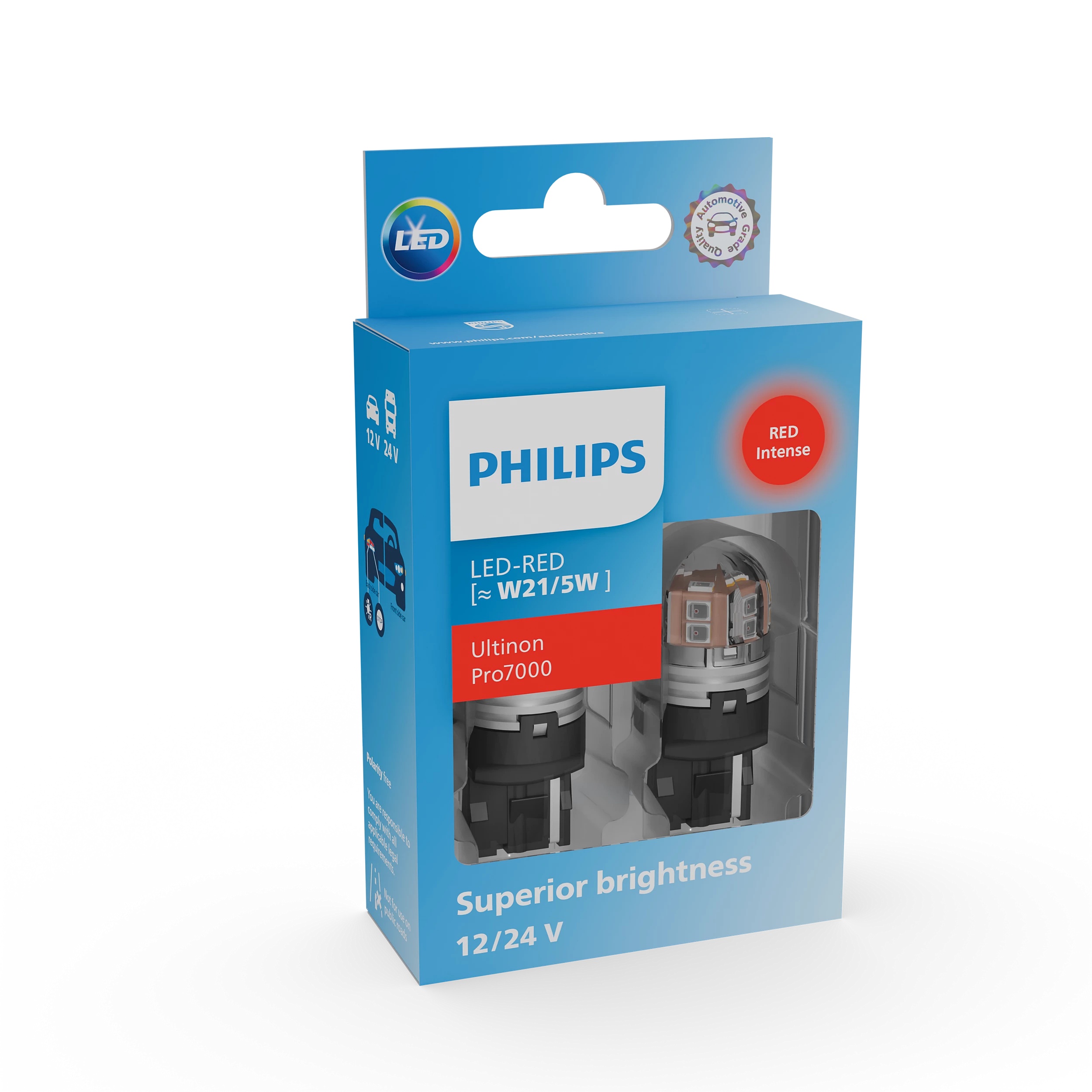 Комплект світлодіодних автоламп W21/5W LED 12/24V 2.6-0.9/3.3-1.5W W3X16D / LED-RED ULTINON PRO70 PHILIPS (11066RU70X2) Philips фото 2