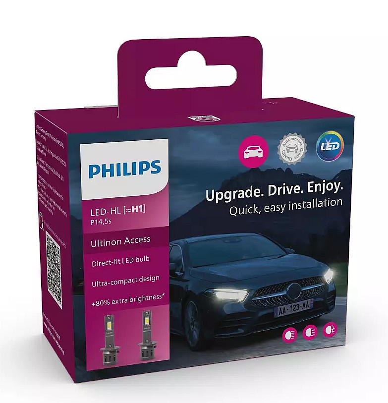 Комплект світлодіодних автоламп H1 LED 12V 13W 6000K P14,5S / ULTINON ACCESS 2500 / ХОЛОДНЕ БІЛЕ PHILIPS (11258U2500CX) Philips фото 2