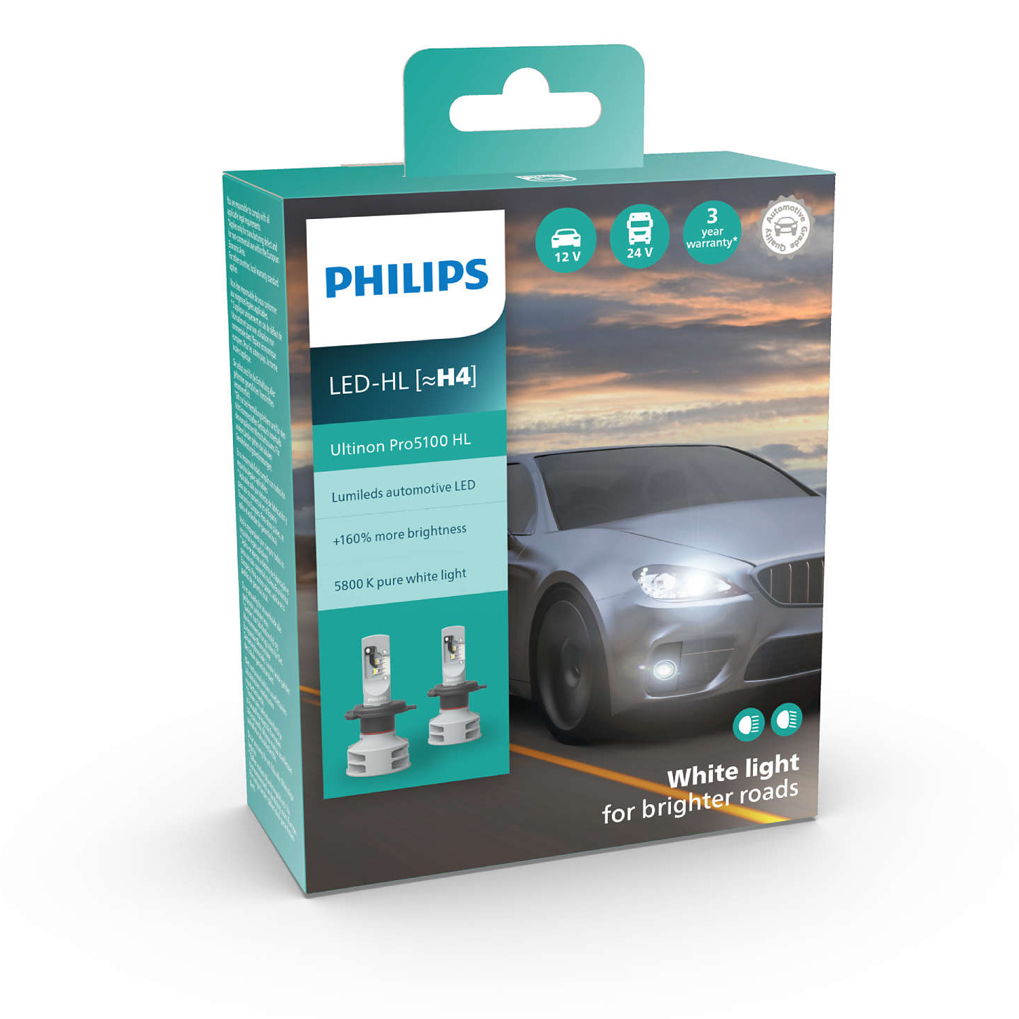 Комплект світлодіодних автоламп H4 LED 12/24V 12W 5800K P43T / LED ULTINON PRO5100 - НА 160% ЗБІЛ PHILIPS (11342U51X2) Philips фото 2