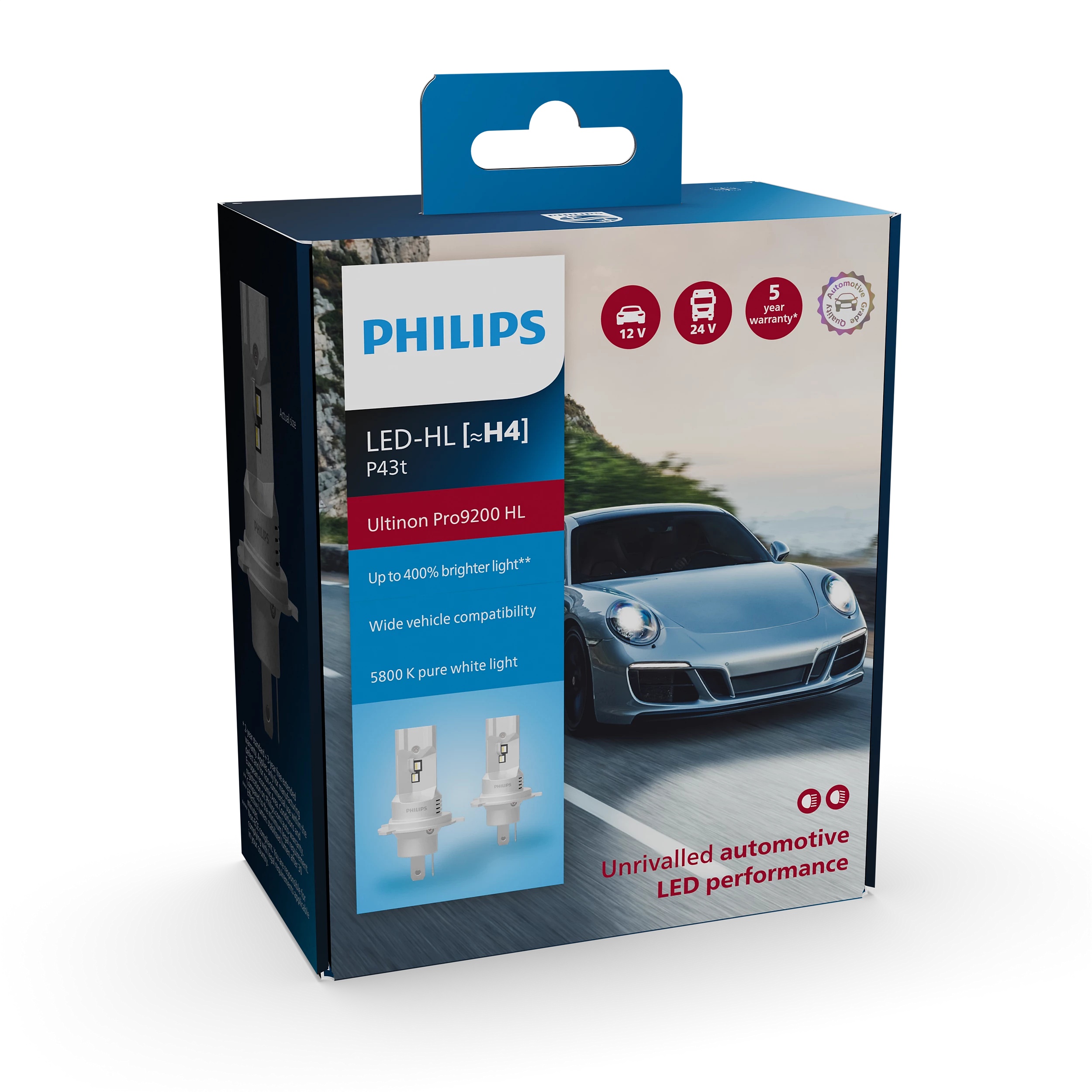 Комплект світлодіодних автоламп H4 LED 12/24V 18W 5800K P43T / LED ULTINON PRO9200 HL - НА 400% З PHILIPS (11342U92X2) Philips фото 2