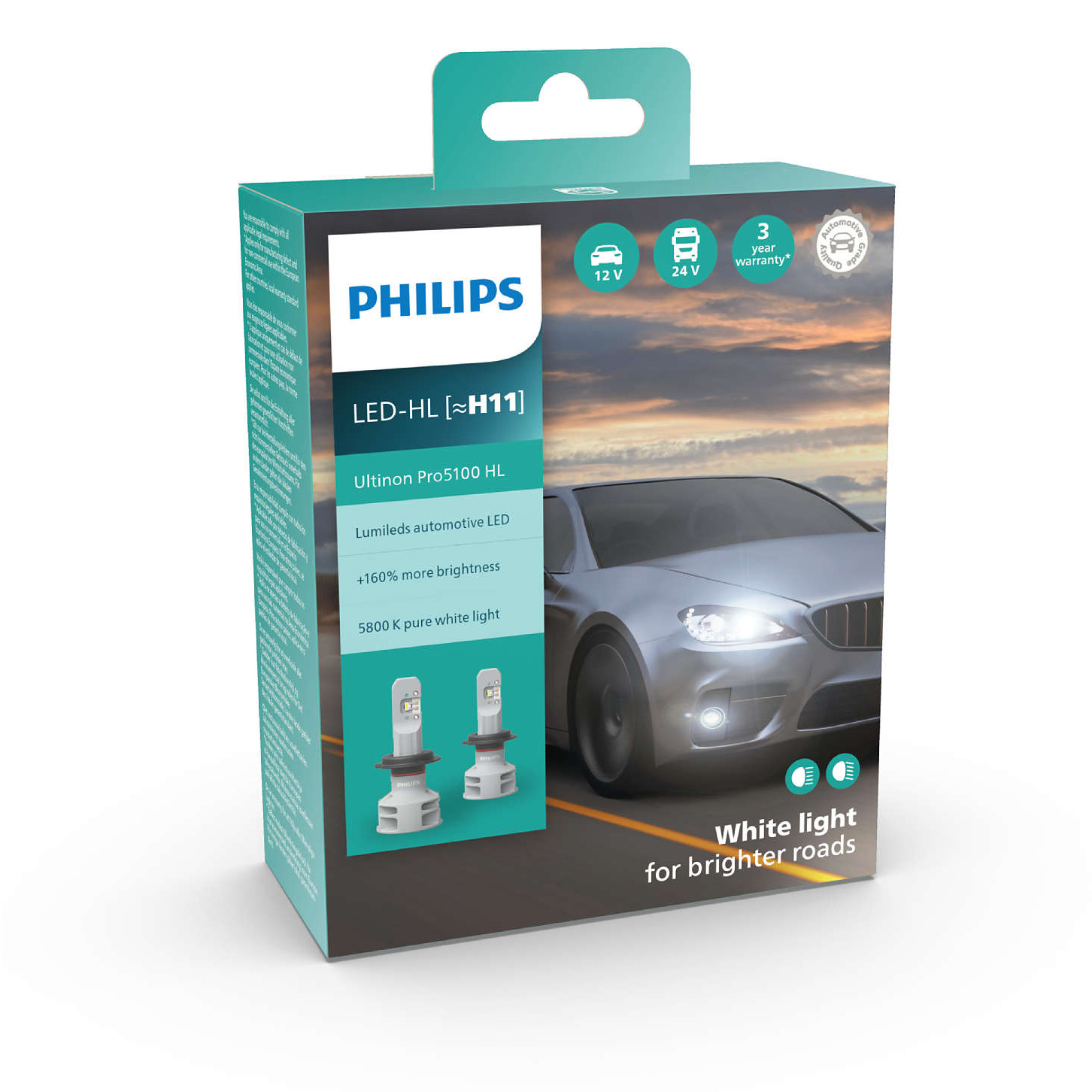 Комплект світлодіодних автоламп H11 LED 12/24V 12W 5800K PGJ19-2 / LED ULTINON PRO5100 - НА 160% PHILIPS (11362U51X2) Philips фото 2