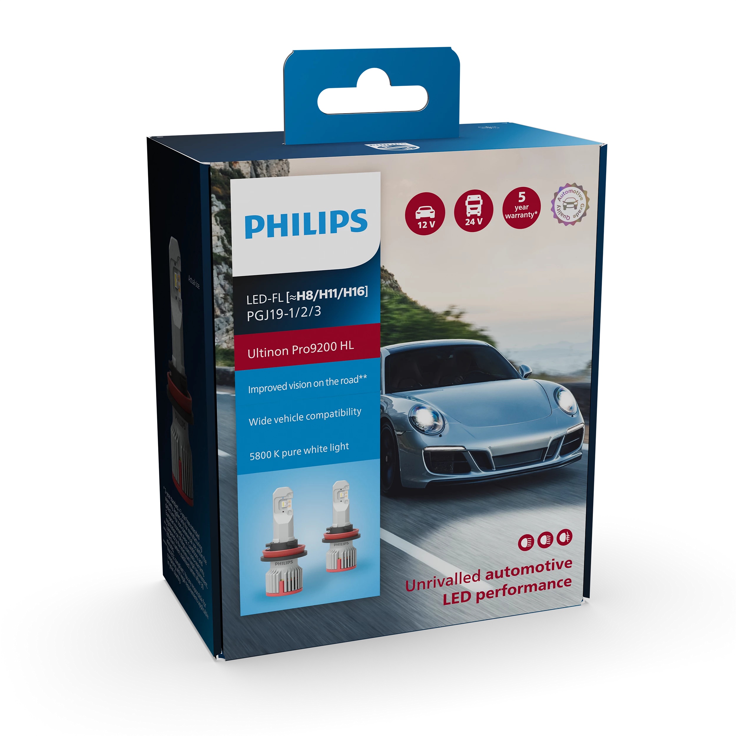 Комплект світлодіодних автоламп H8/H11/H16 LED 12/24V 18W 5800K PGJ19-1/2/3 / LED FOG ULTINON PRO PHILIPS (11366U92X2) Philips фото 2