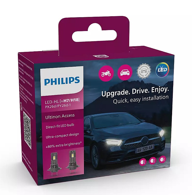 Комплект світлодіодних автоламп H7/H18 LED 12V 16W 6000K PX26D/PY26D-1 / ULTINON ACCESS 2500 / ХО PHILIPS (11972U2500CX) Philips фото 2