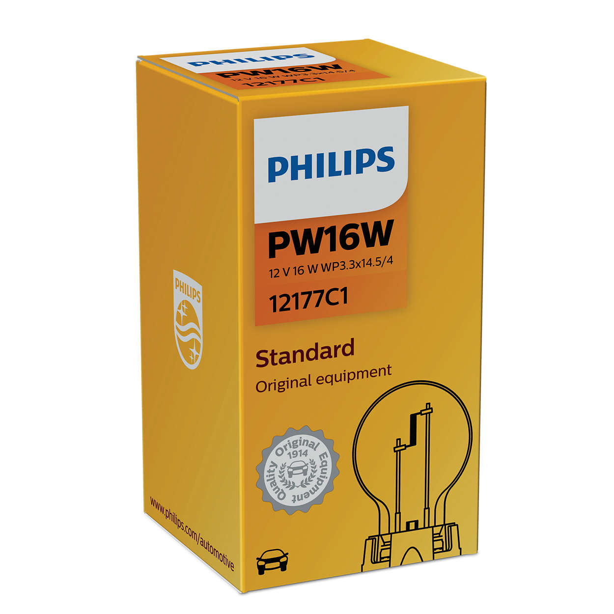 Автолампа 16W PW16W 12V 16W WP3,3X14,5/4/STANDARD PHILIPS (12177C1) Philips фото 2