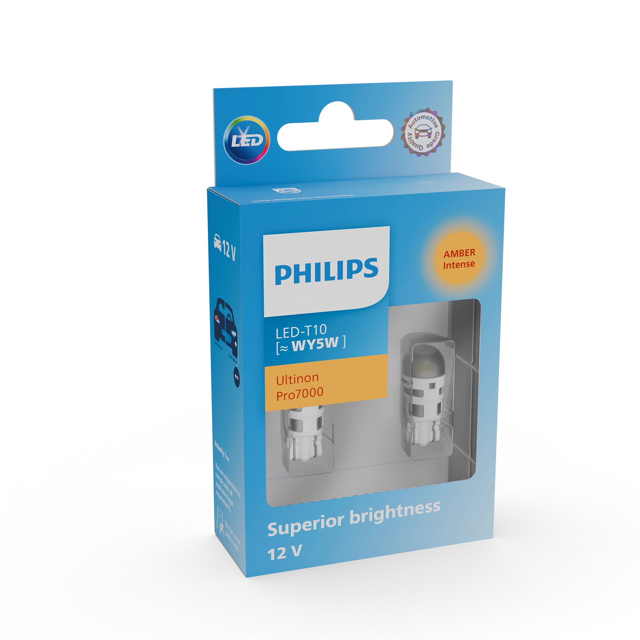 Комплект світлодіодних автоламп WY5W LED 12V 0.5W W2,1X9,5D / LED-AMBER ULTINON PRO7000 / ЯНТАРНИ PHILIPS (12202AU70X2) Philips фото 2